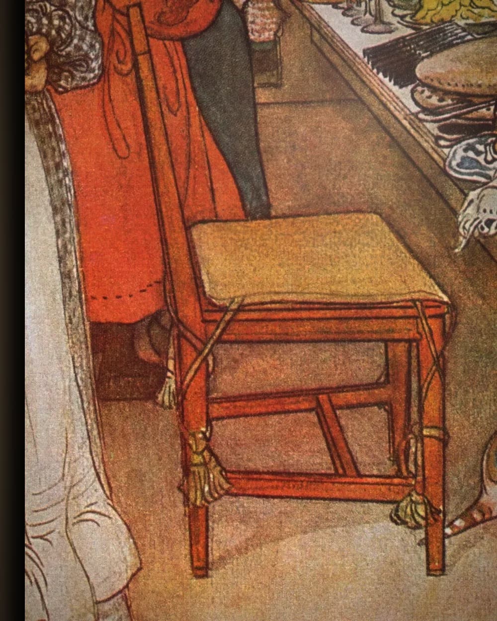 Materiaal en afwerking van Kerstavond (Julaftonen, 1904-05) in het wisselframe
