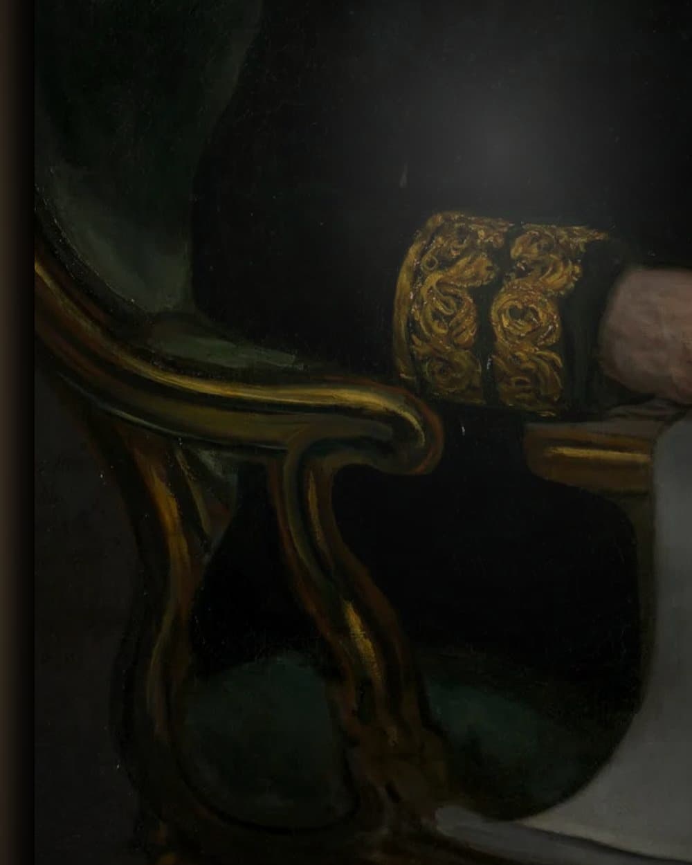 Materiaal en afwerking van Portret van Don Juan Antonio Cuervo in het wisselframe