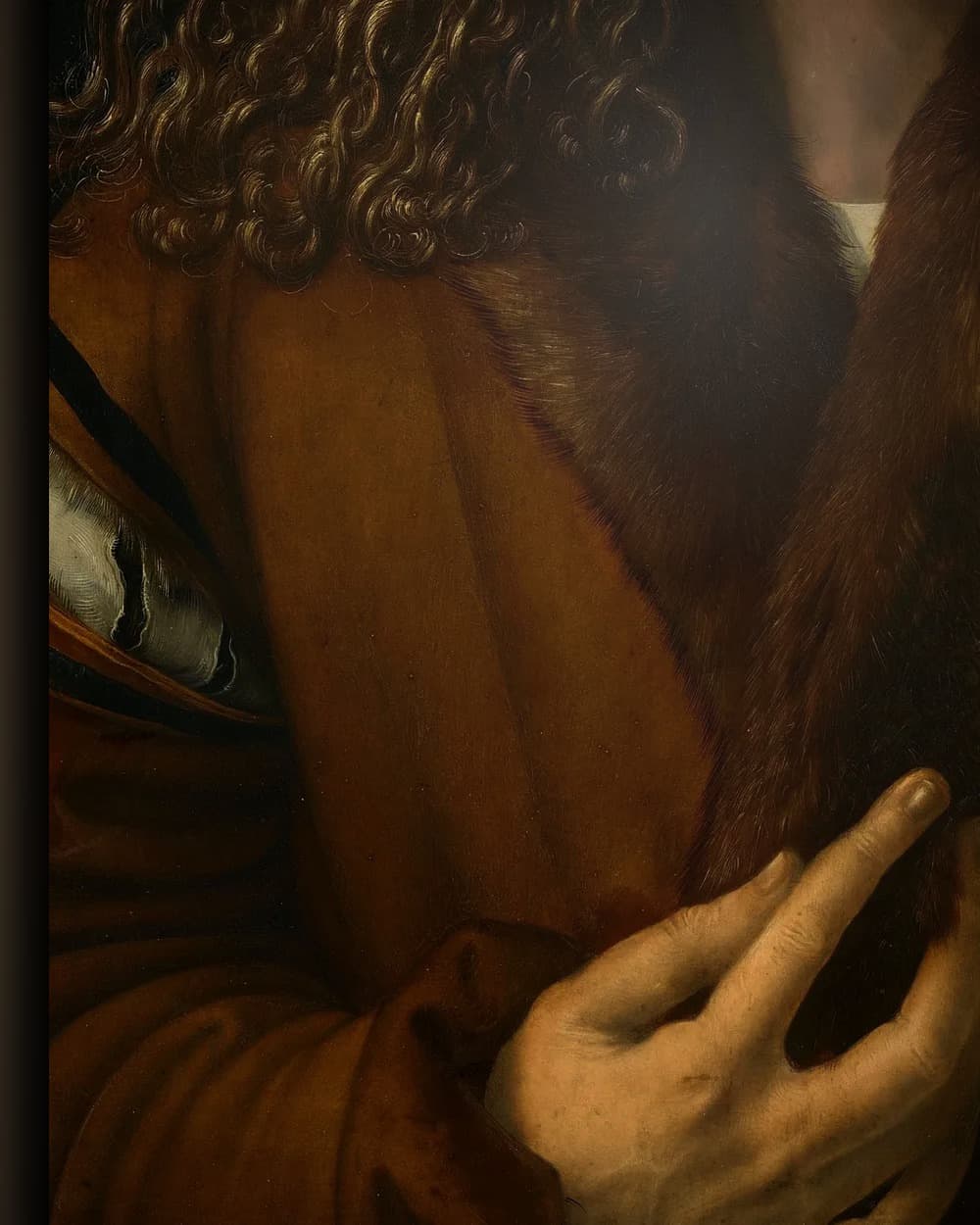 Materiaal en afwerking van Zelfportret met bontkraag in het wisselframe
