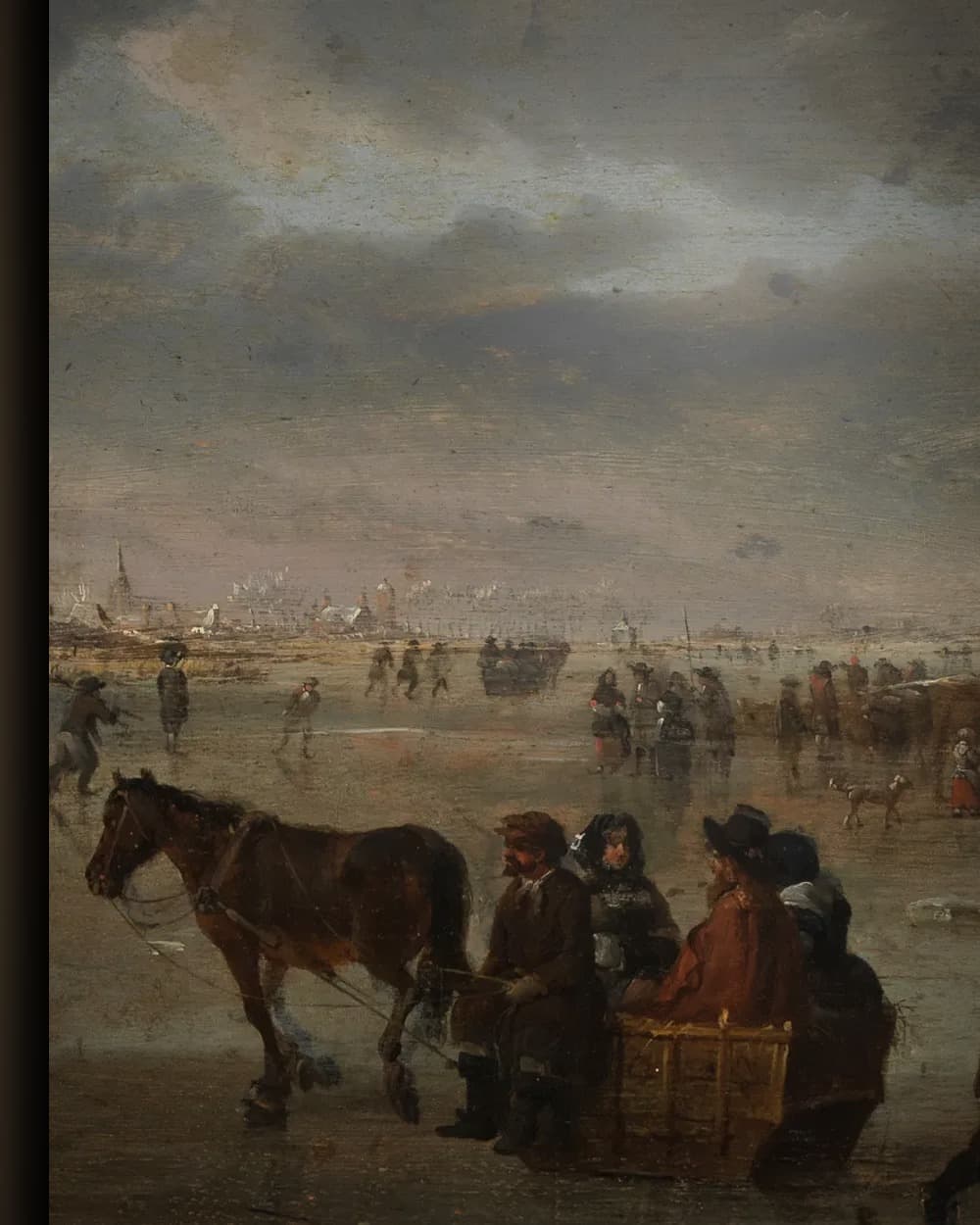 Materiaal en afwerking van Winterplezier op het ijs bij de stadspoort in het wisselframe