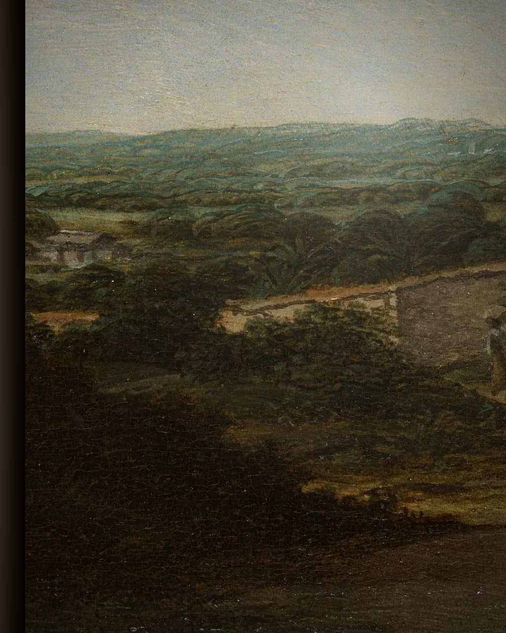 Materiaal en afwerking van Landelijk tafereel met kerk in het wisselframe
