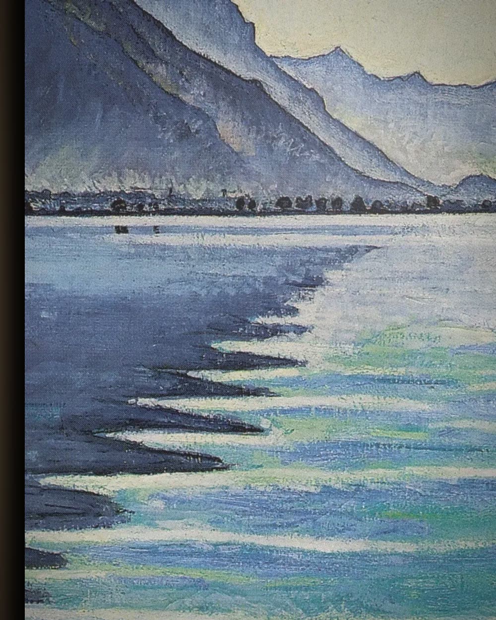 Materiaal en afwerking van Het meer van Thun met symmetrische spiegeling (1905) in het wisselframe