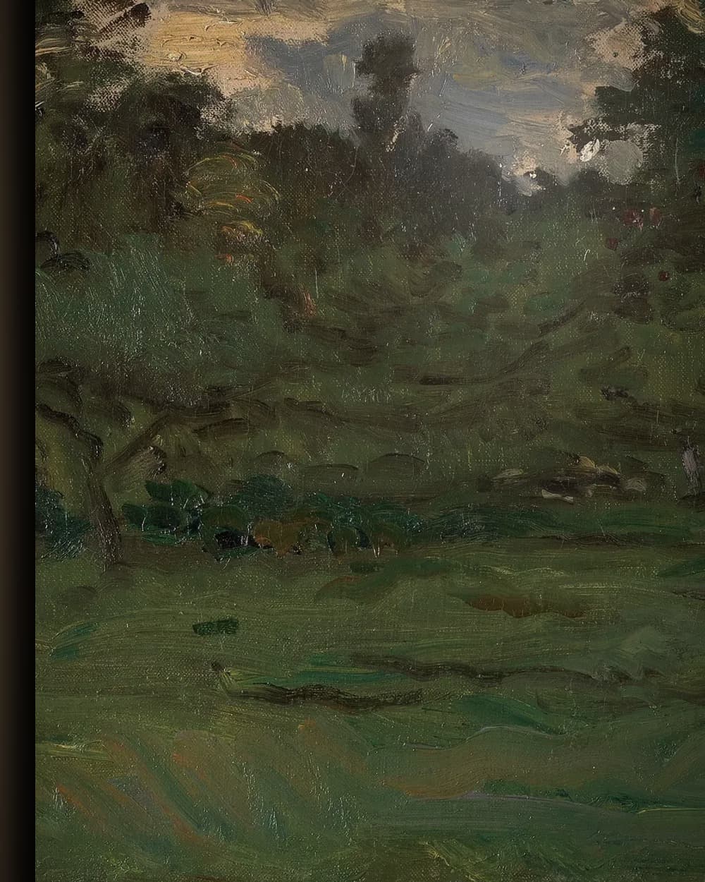 Materiaal en afwerking van Avondlucht boven het bos in het wisselframe
