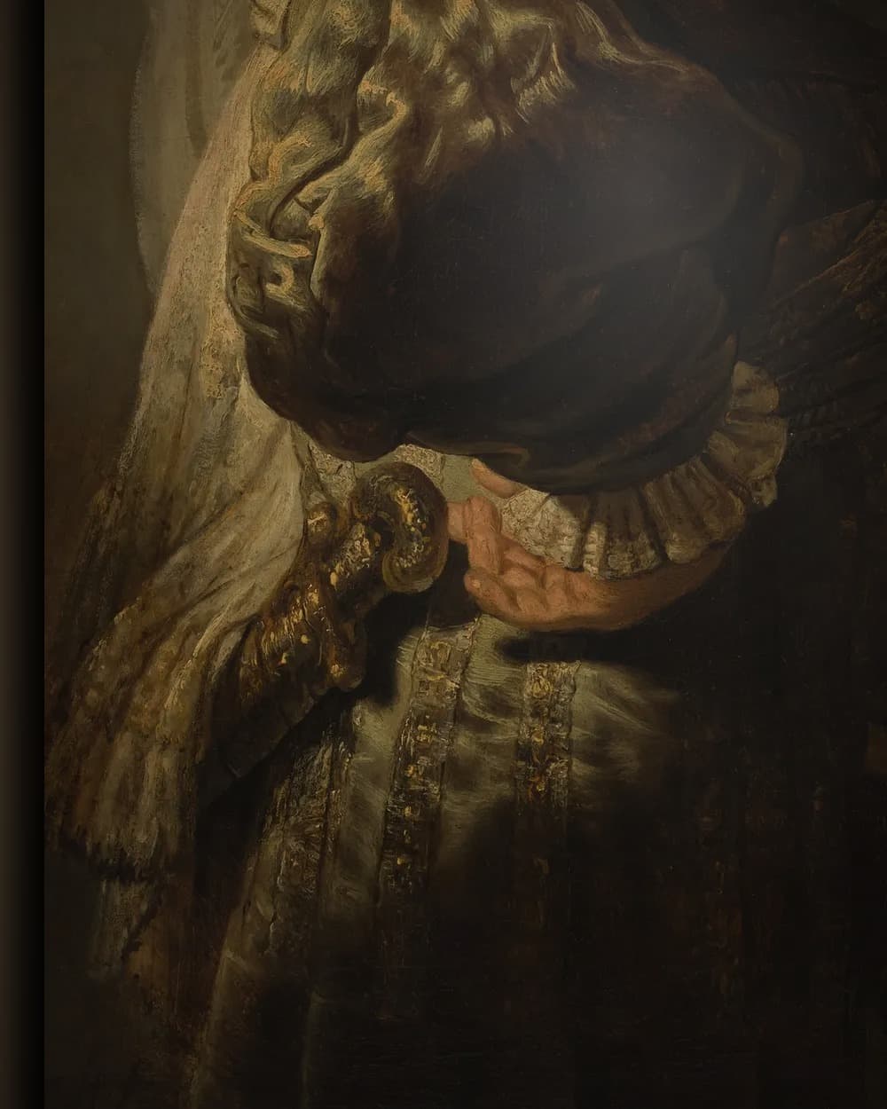 Materiaal en afwerking van De Vaandeldrager (1636) in het wisselframe