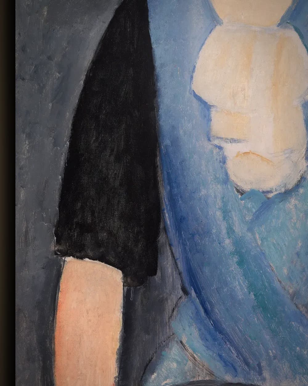 Materiaal en afwerking van Jonge vrouw in het blauw in het wisselframe