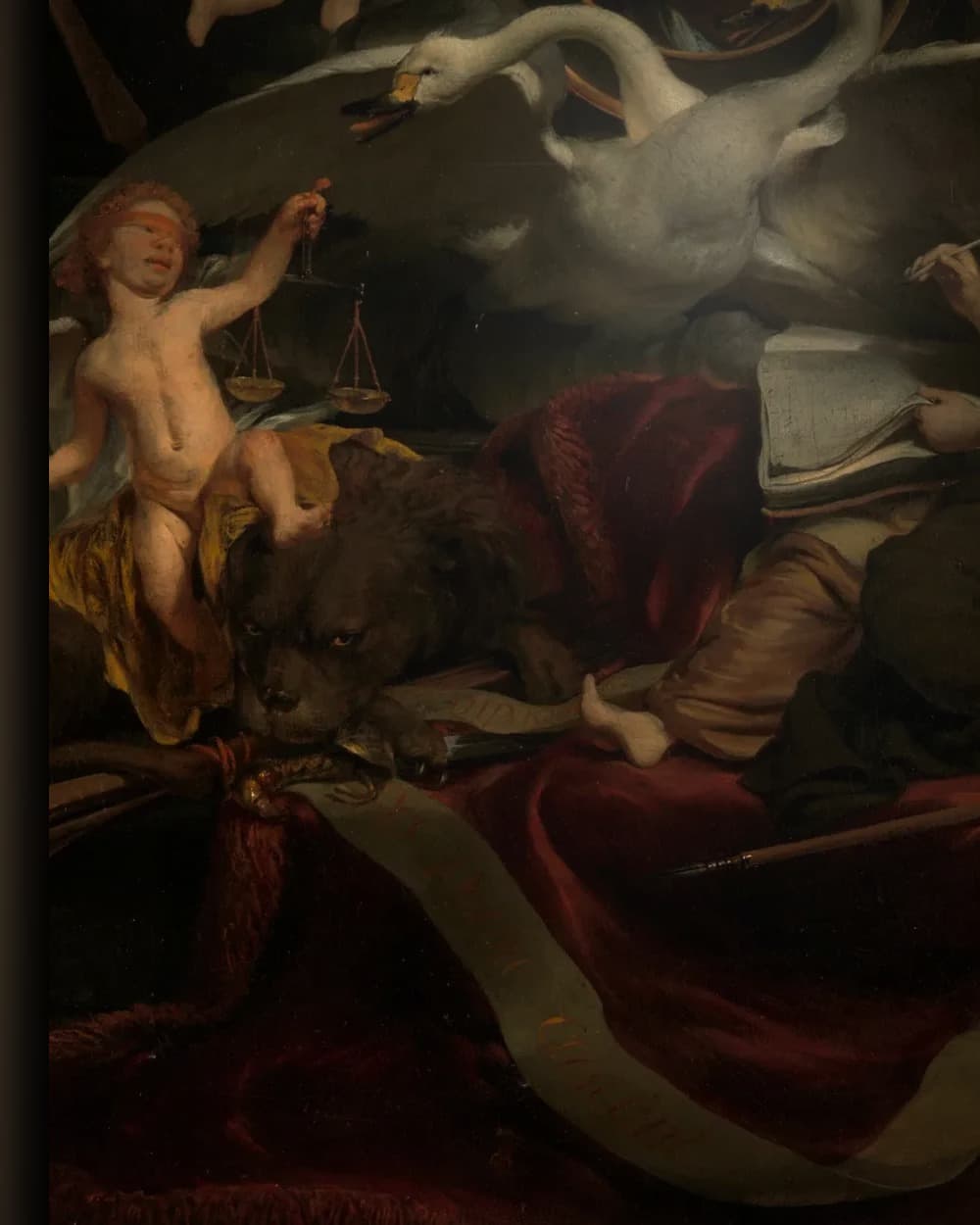 Materiaal en afwerking van Allegorie op de Tocht naar Chatham, 1667 in het wisselframe