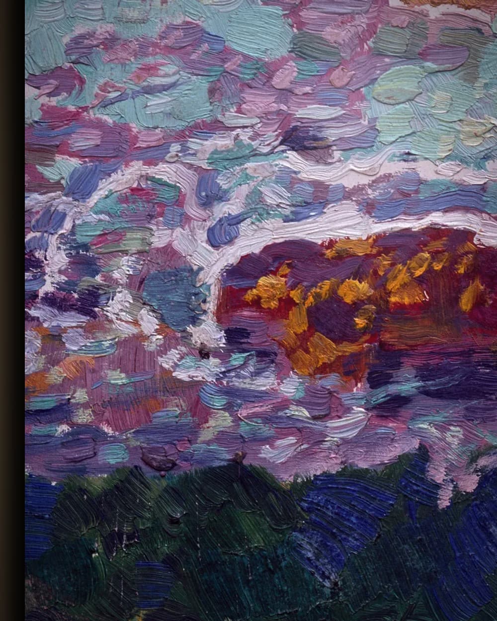 Materiaal en afwerking van Kleurrijke zonsondergang in het wisselframe
