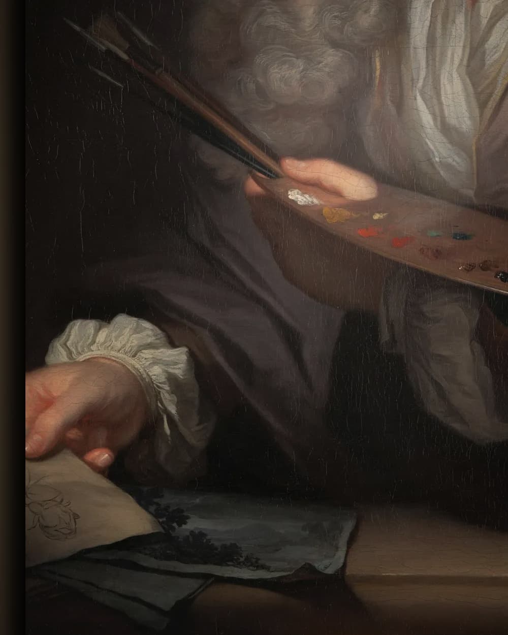 Materiaal en afwerking van Portret van Jan van Huysum in het wisselframe