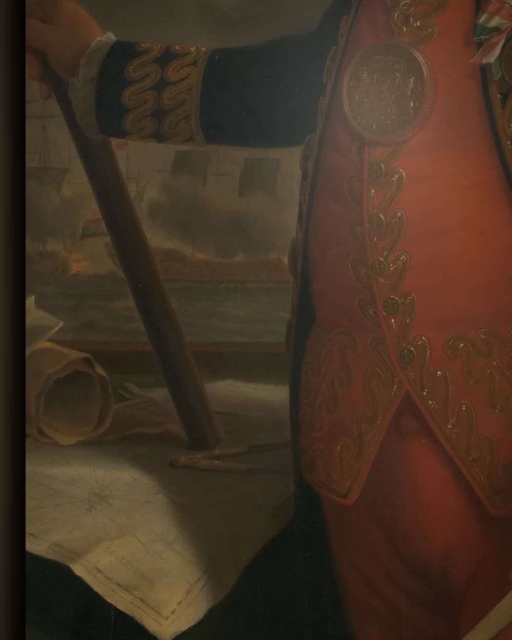 Materiaal en afwerking van Portret van Johan Arnold Zoutman in het wisselframe