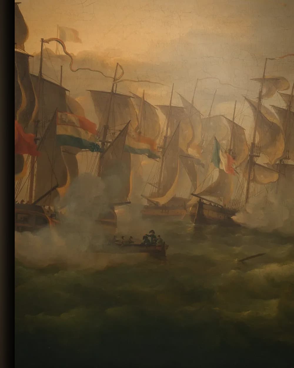 Materiaal en afwerking van Treffen van de Nederlandse en Britse vloot in het wisselframe