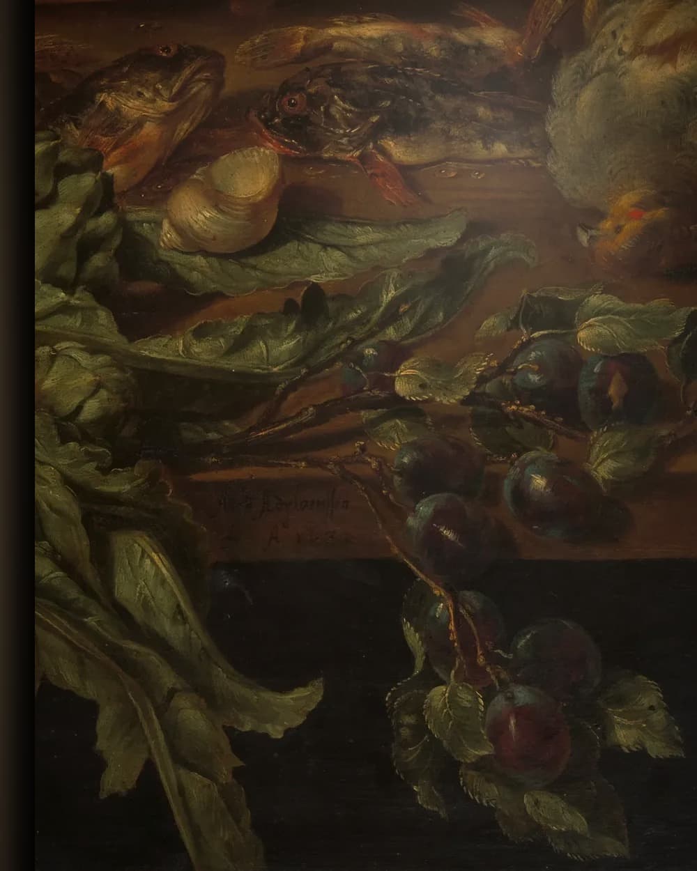 Materiaal en afwerking van Stilleven met gevogelte in het wisselframe