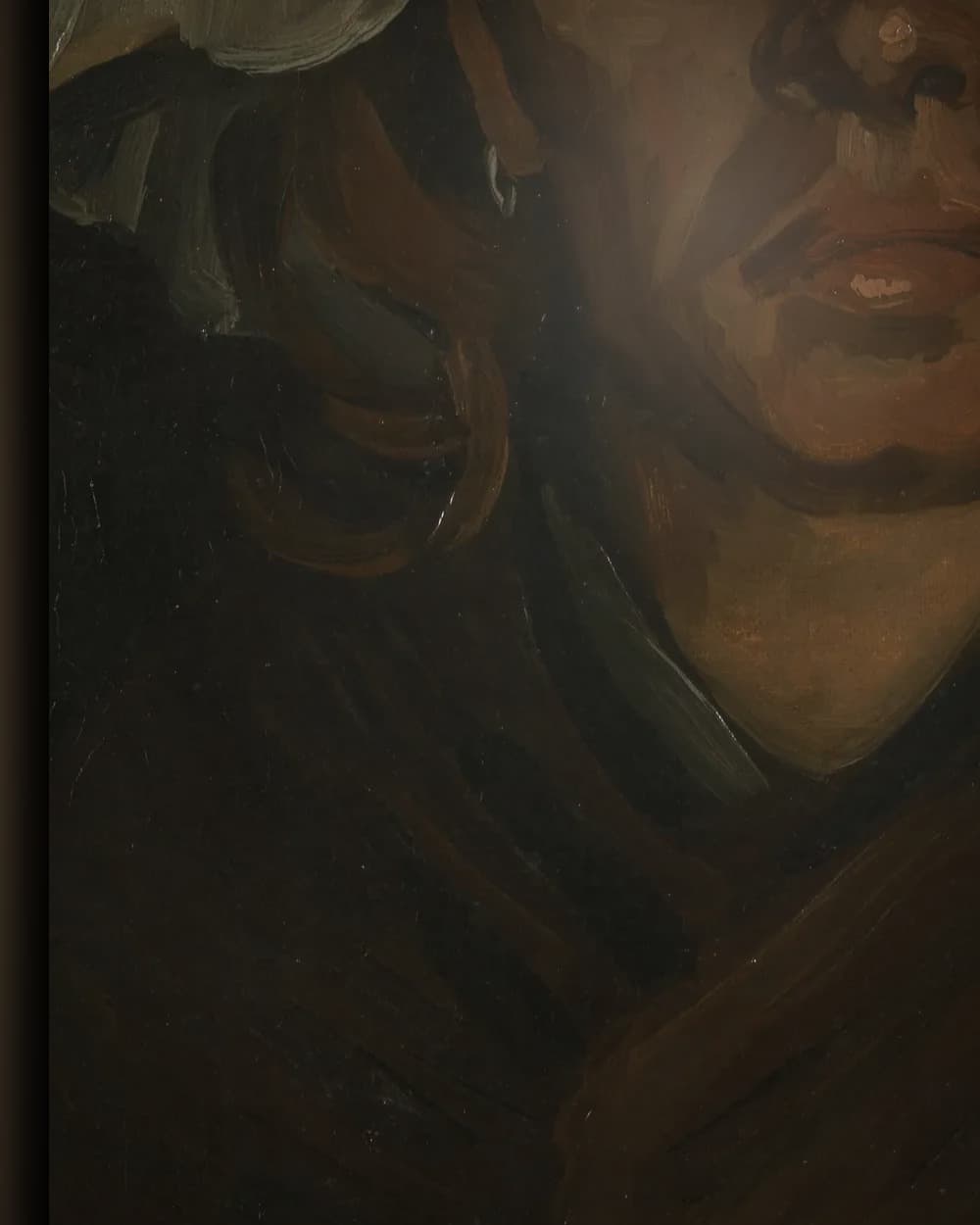 Materiaal en afwerking van Kop van een vrouw in het wisselframe