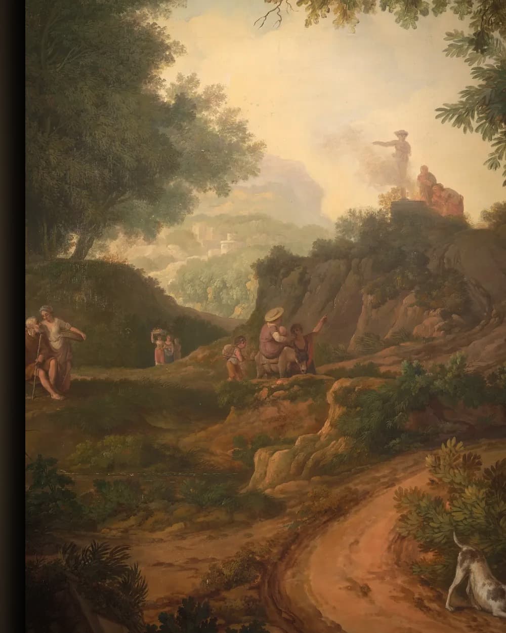 Materiaal en afwerking van Arcadisch landschap met reizigers in het wisselframe