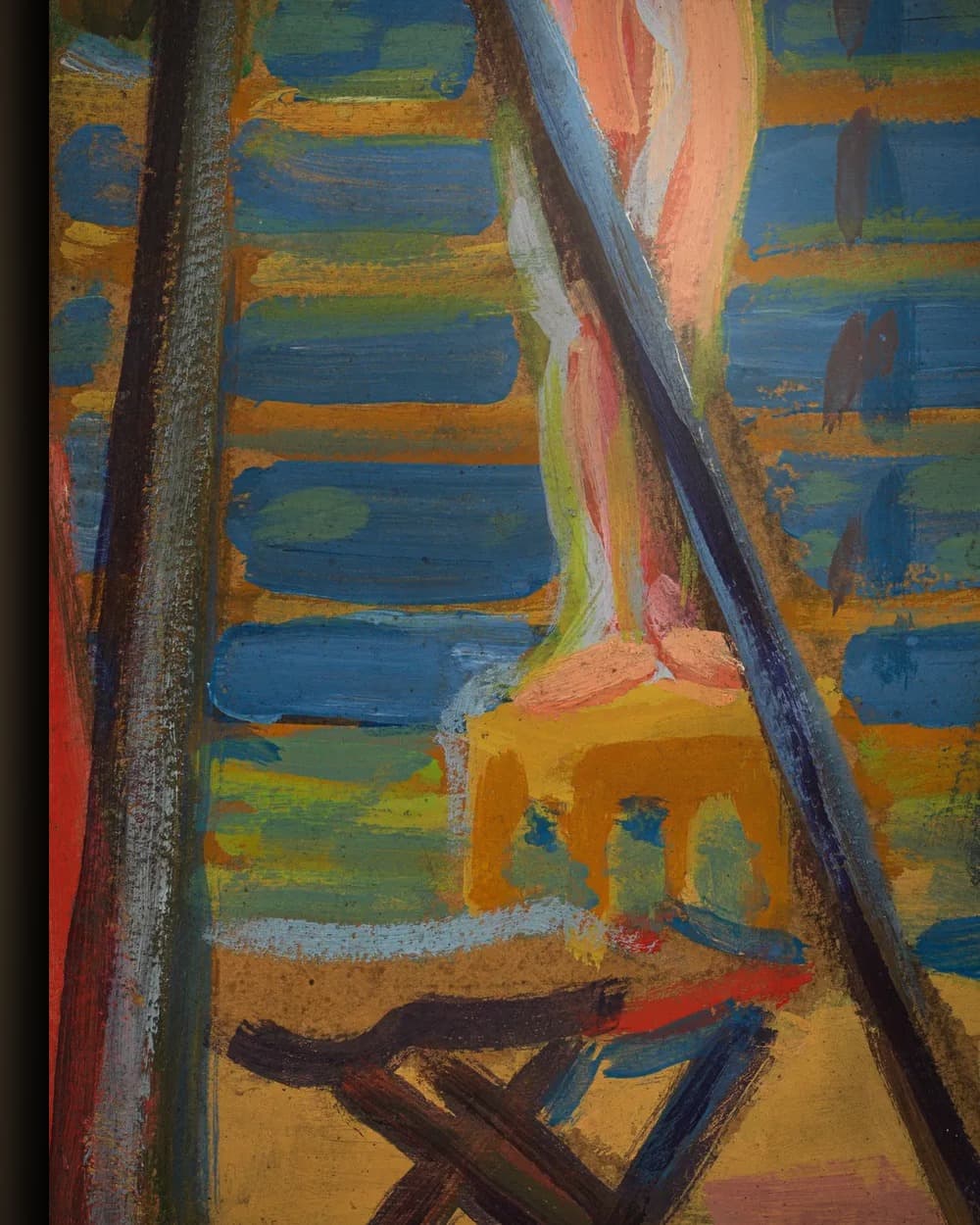 Materiaal en afwerking van Erich Heckel en model in het atelier in het wisselframe