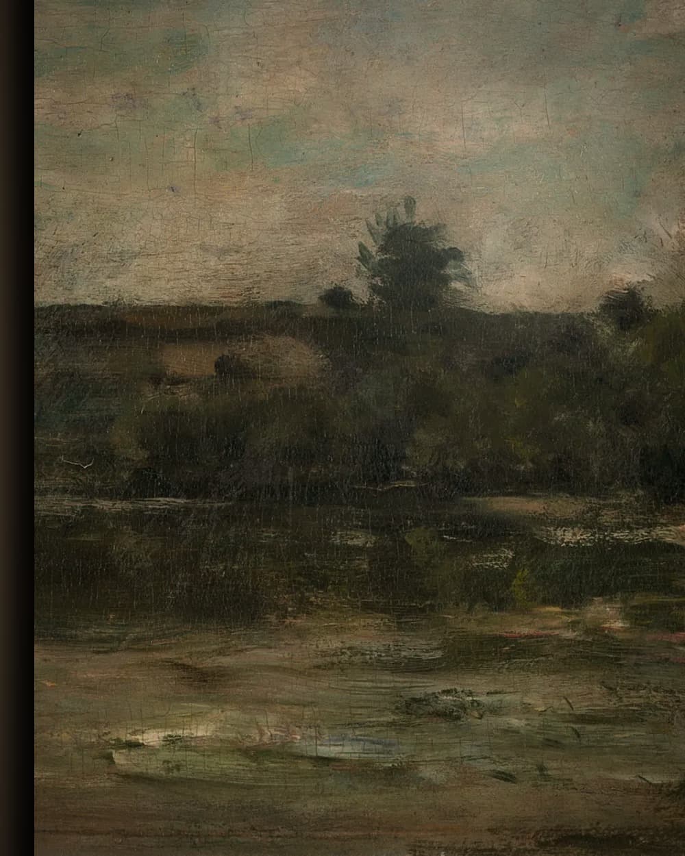 Materiaal en afwerking van Rustig landschap met bomen en water in het wisselframe