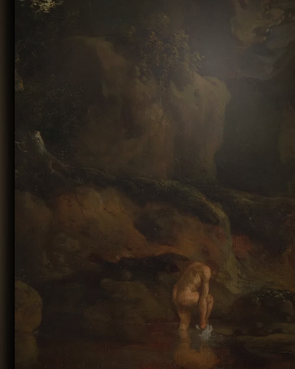 Materiaal en afwerking van Badende mannen in het wisselframe