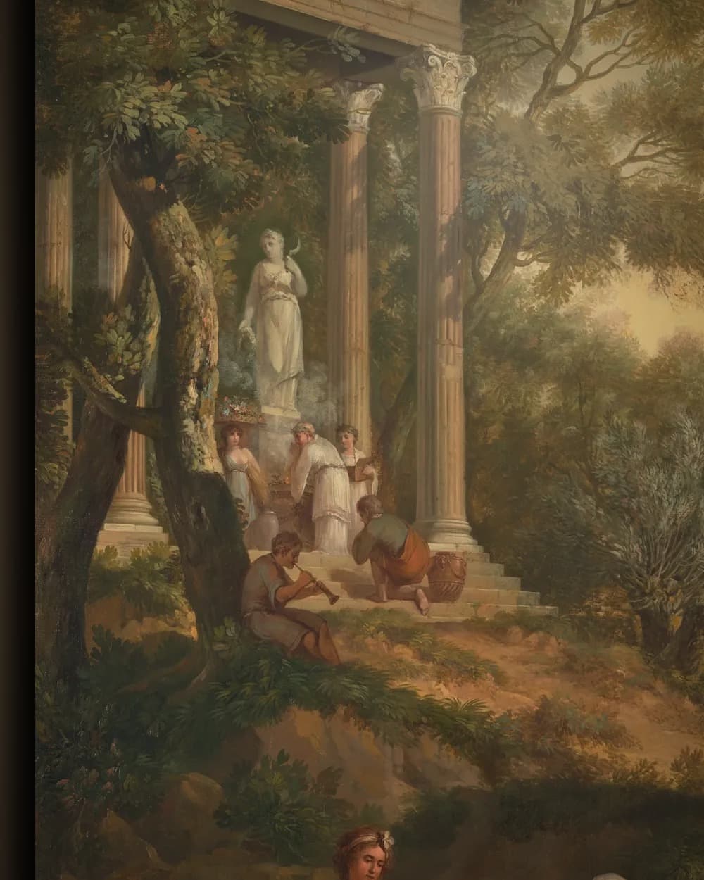 Materiaal en afwerking van Arcadisch landschap met links een tempel in het wisselframe
