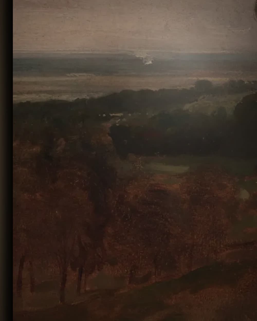 Materiaal en afwerking van Landschapsstudie bij zonsondergang in het wisselframe