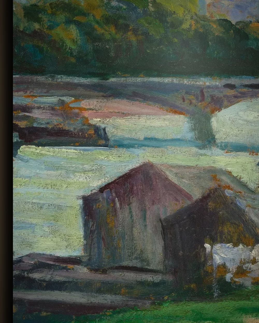 Materiaal en afwerking van Stadsgezicht aan de rivier in het wisselframe