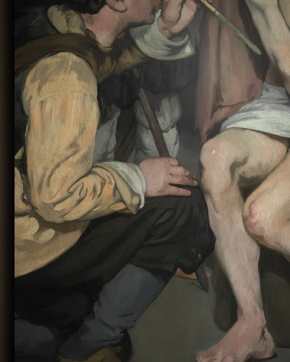 Materiaal en afwerking van Christus bespot door de soldaten in het wisselframe