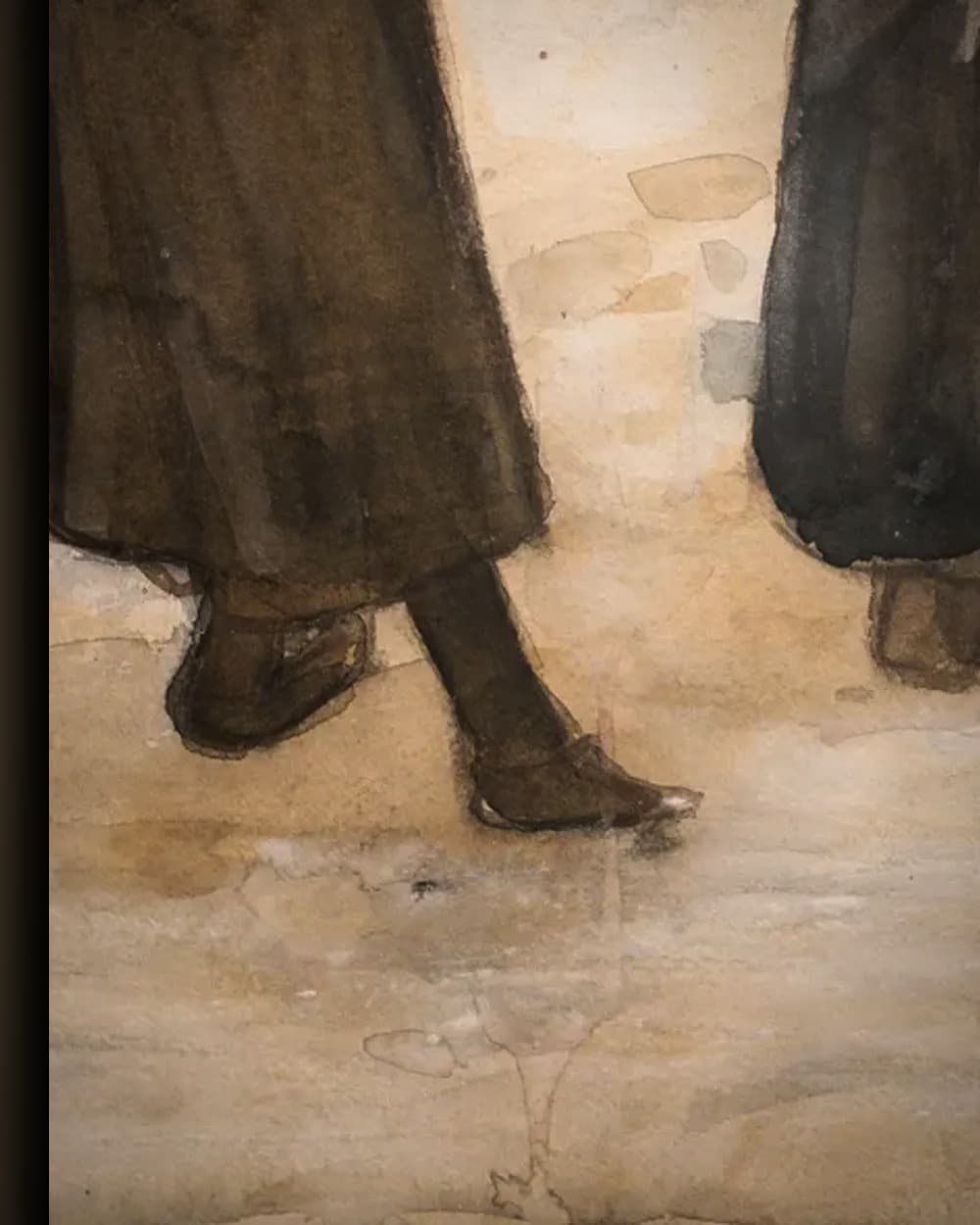 Materiaal en afwerking van Vrouwen die kolenzakken dragen in de sneeuw in het wisselframe