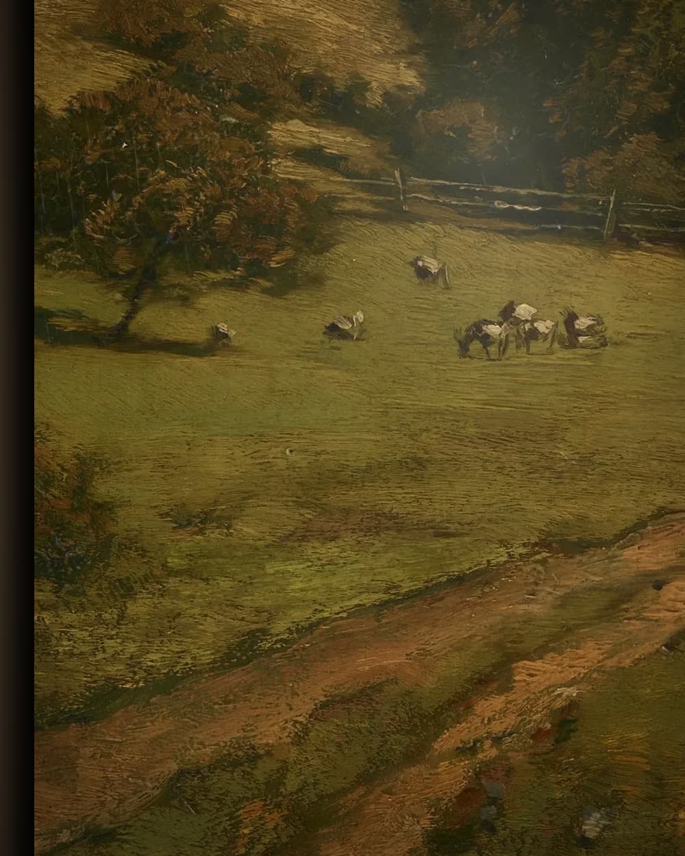 Materiaal en afwerking van Landweg met schapen in de heuvels in het wisselframe