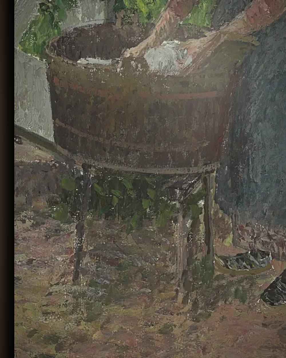 Materiaal en afwerking van Wasvrouw in de tuin van Éragny in het wisselframe