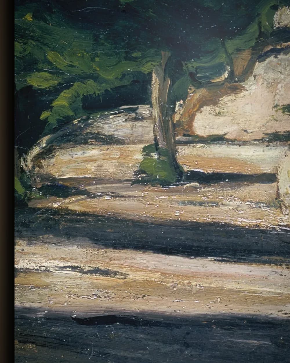 Materiaal en afwerking van Landschap, weg met bomen in een rotsgebergte in het wisselframe