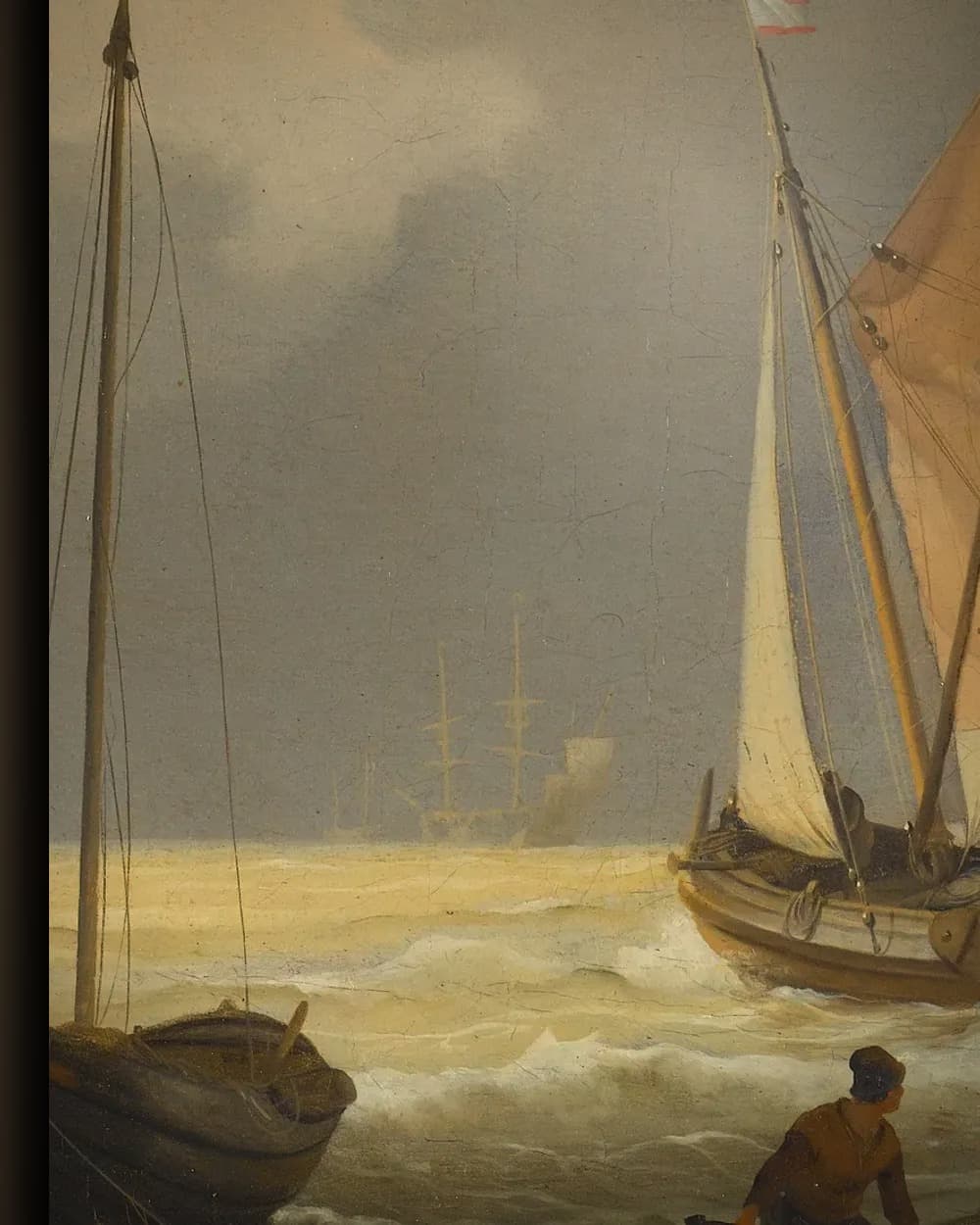 Materiaal en afwerking van Zee bij de kust met een spriettjalk in het wisselframe