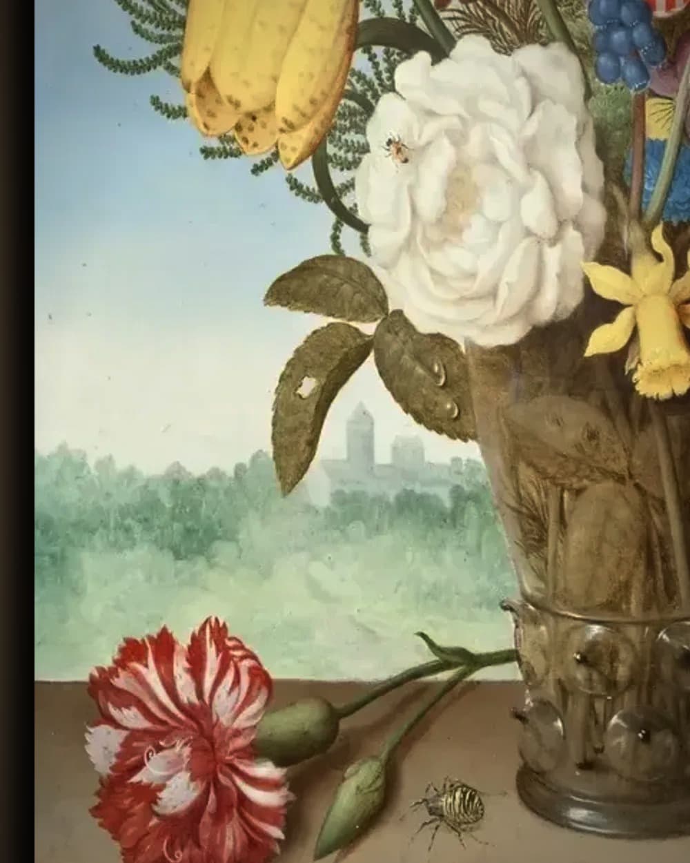 Materiaal en afwerking van Boeket bloemen op een richel in het wisselframe