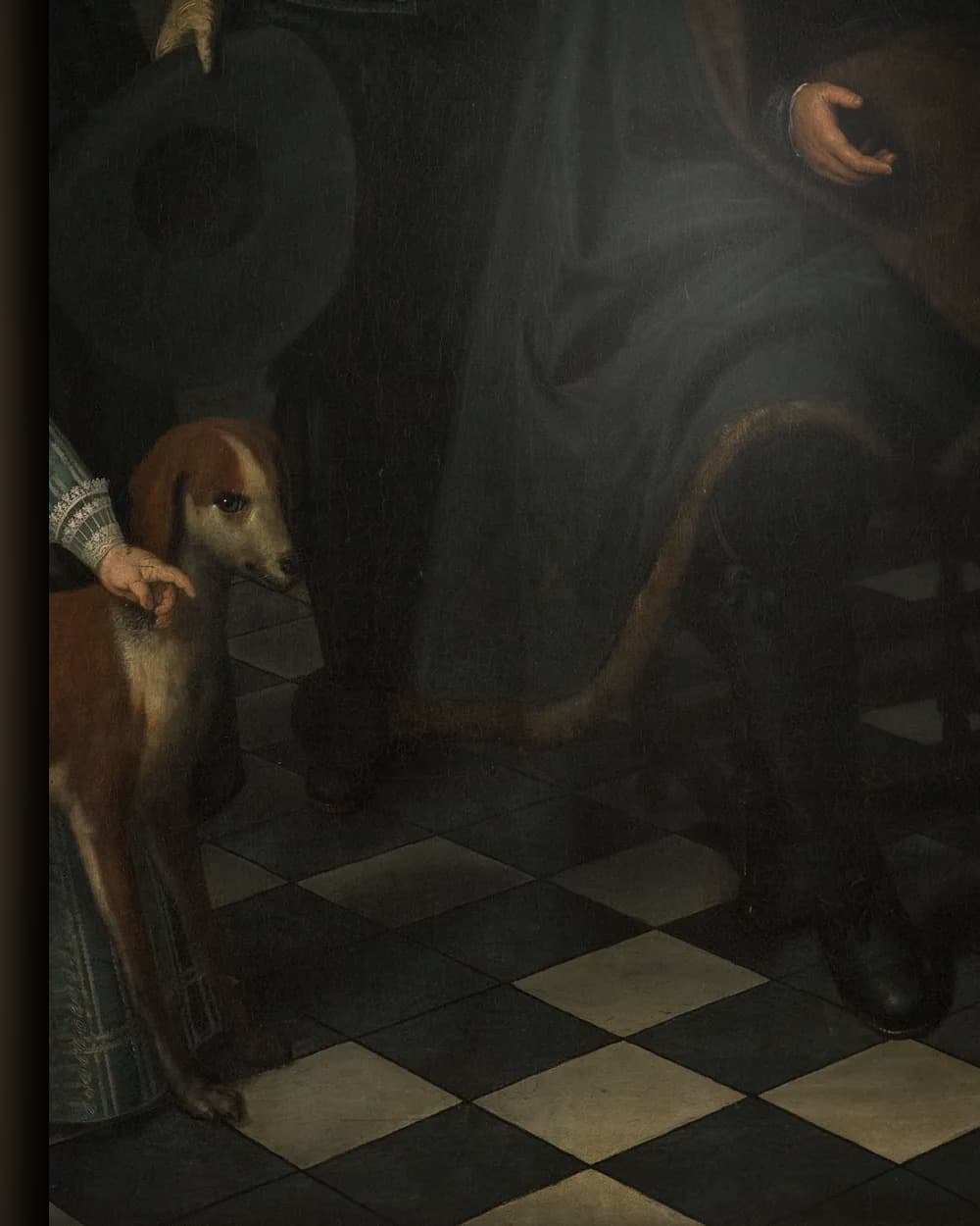 Materiaal en afwerking van Het gezin van Dirck Bas Jacobsz, burgemeester van Amsterdam in het wisselframe