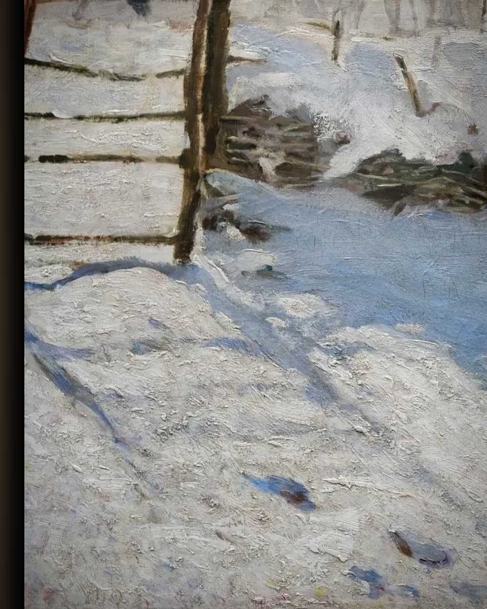 Materiaal en afwerking van De ekster (1869) in het wisselframe