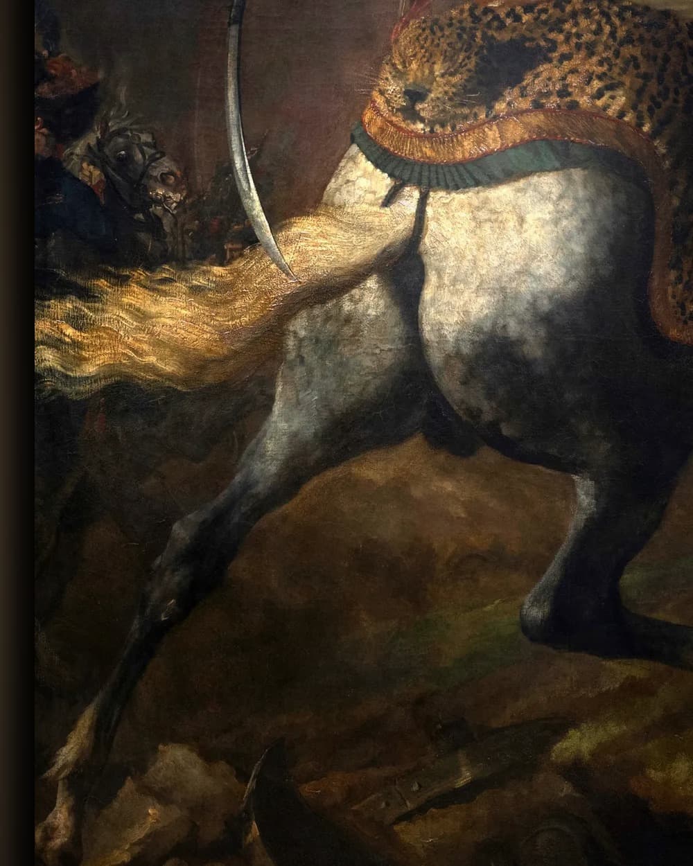 Materiaal en afwerking van De aanvallende cavalerist in het wisselframe