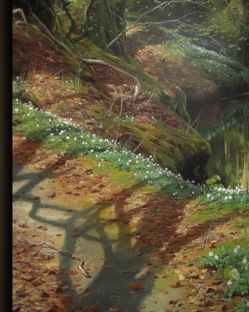 Materiaal en afwerking van Bosbeek in het voorjaar in het wisselframe
