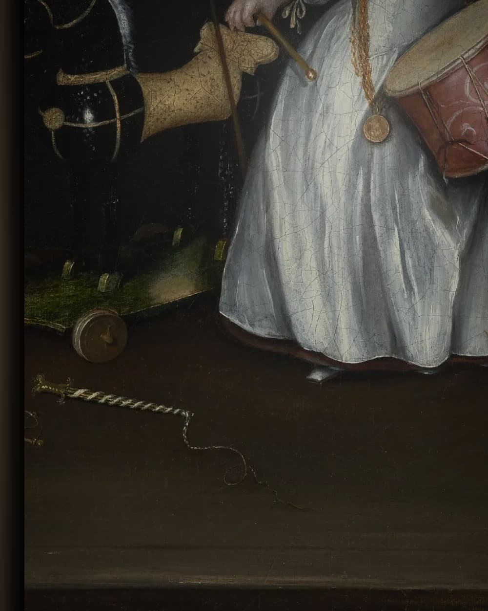 Materiaal en afwerking van Portret van Moses ter Borch als tweejarig kind in het wisselframe