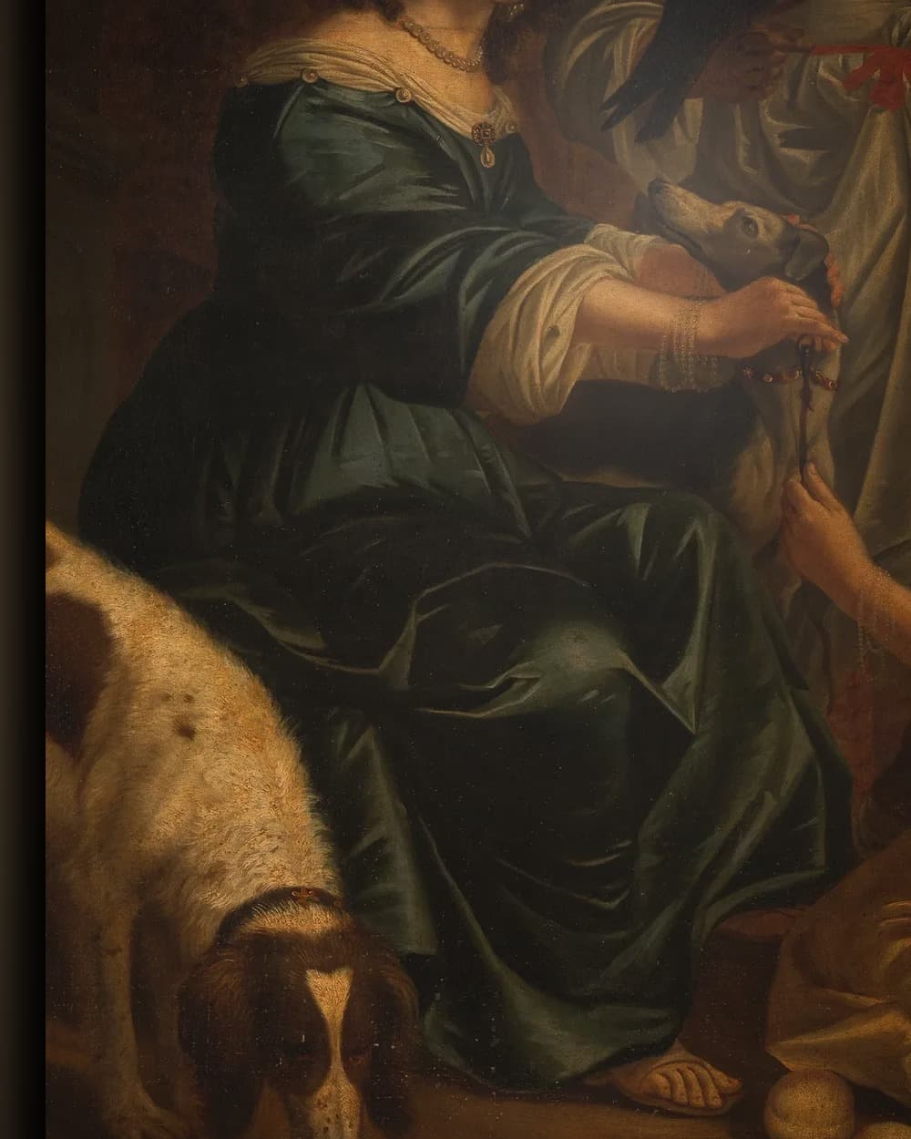 Materiaal en afwerking van Portret van Geertruyt, Margriet en Anna Delff in het wisselframe