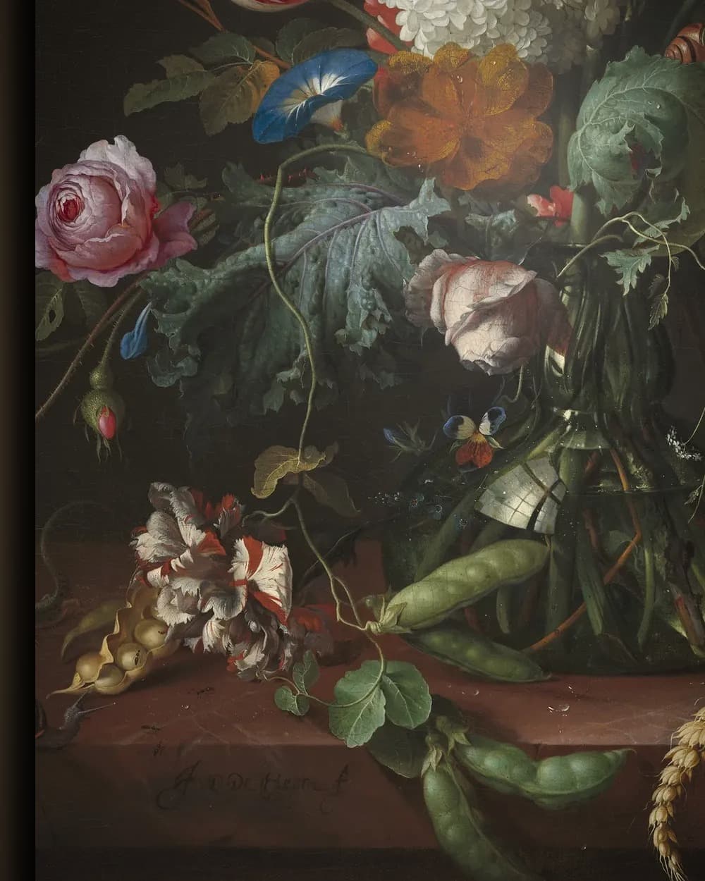 Materiaal en afwerking van Vaas met bloemen in het wisselframe