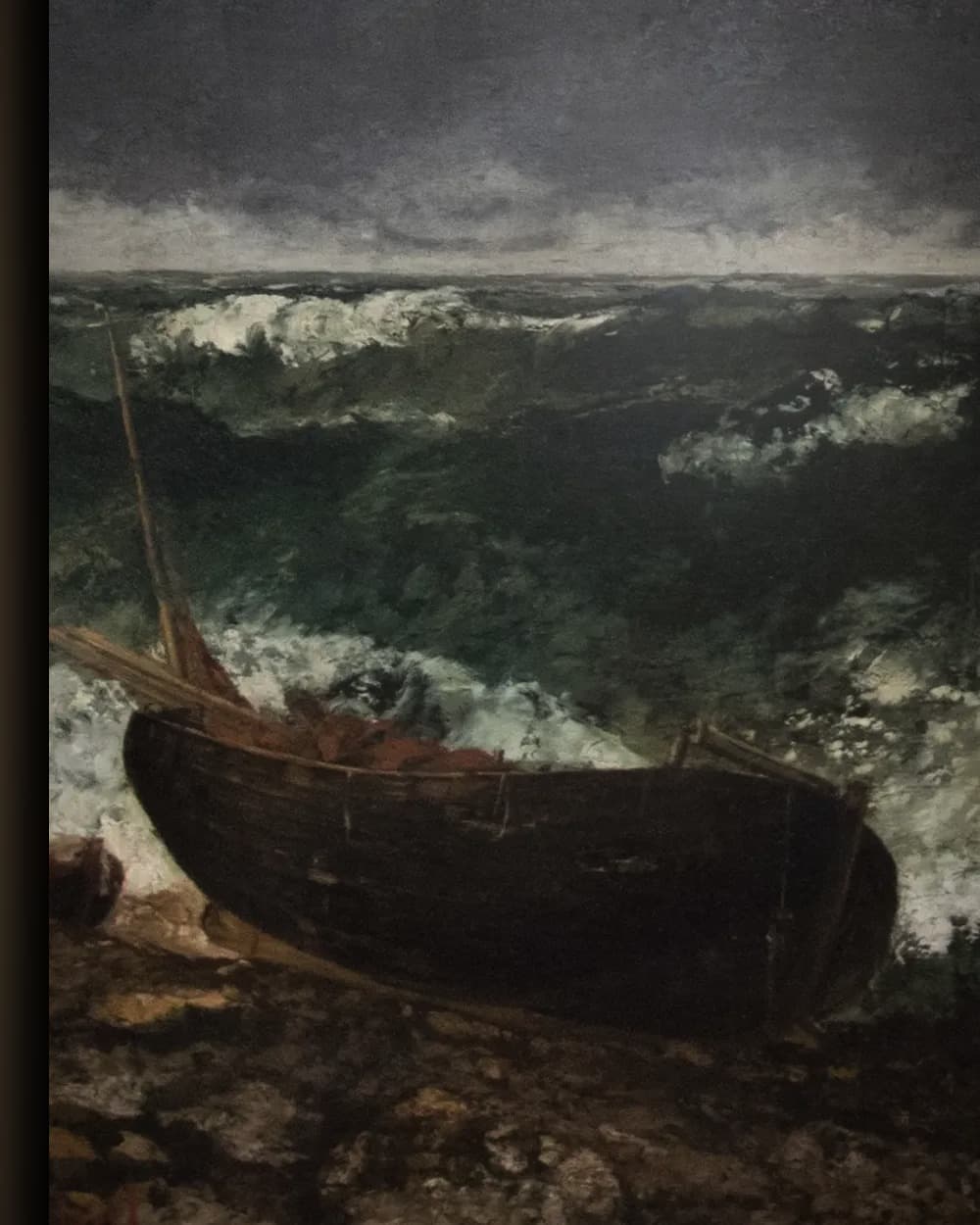 Materiaal en afwerking van De stormachtige zee in het wisselframe