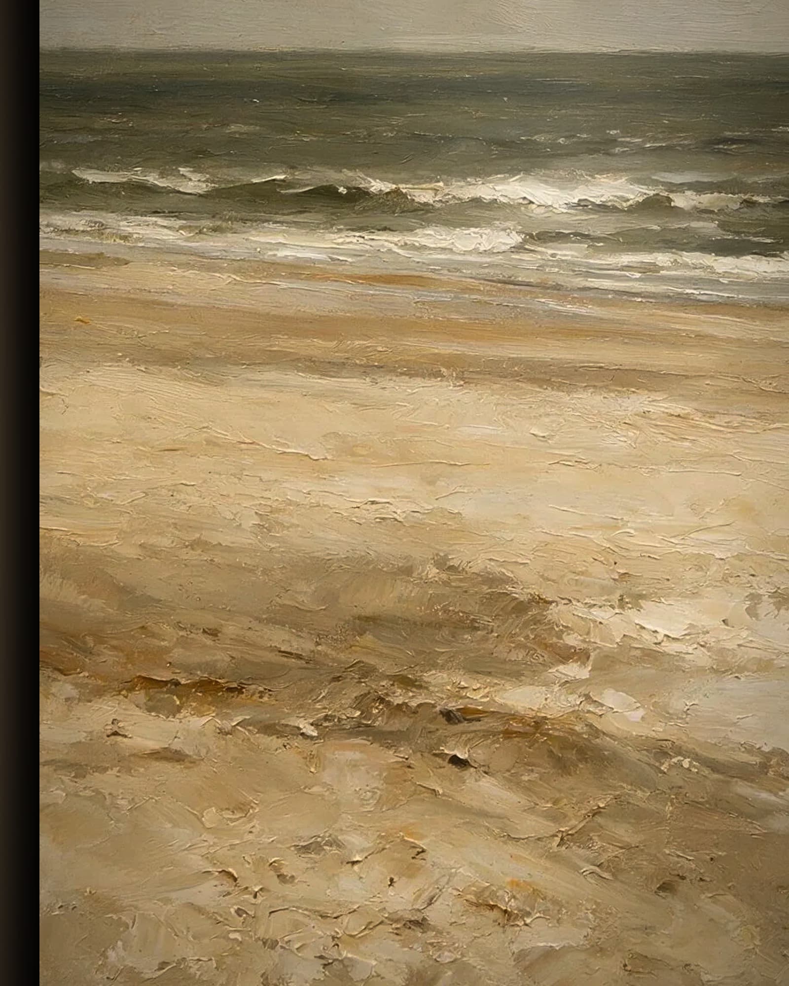 Materiaal en afwerking van Twee figuren aan zee in het wisselframe