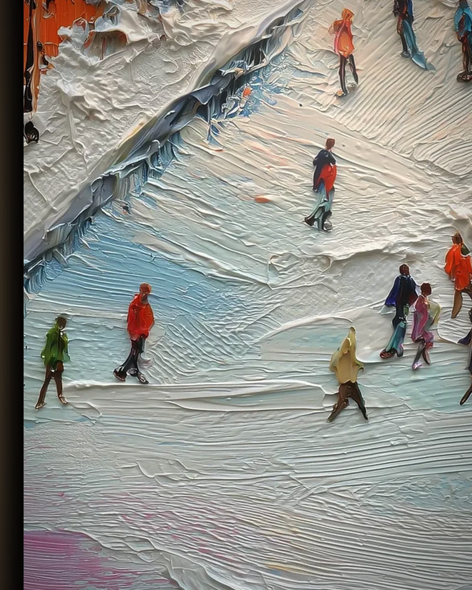 Materiaal en afwerking van Schaatsen onder de lampjes in het wisselframe