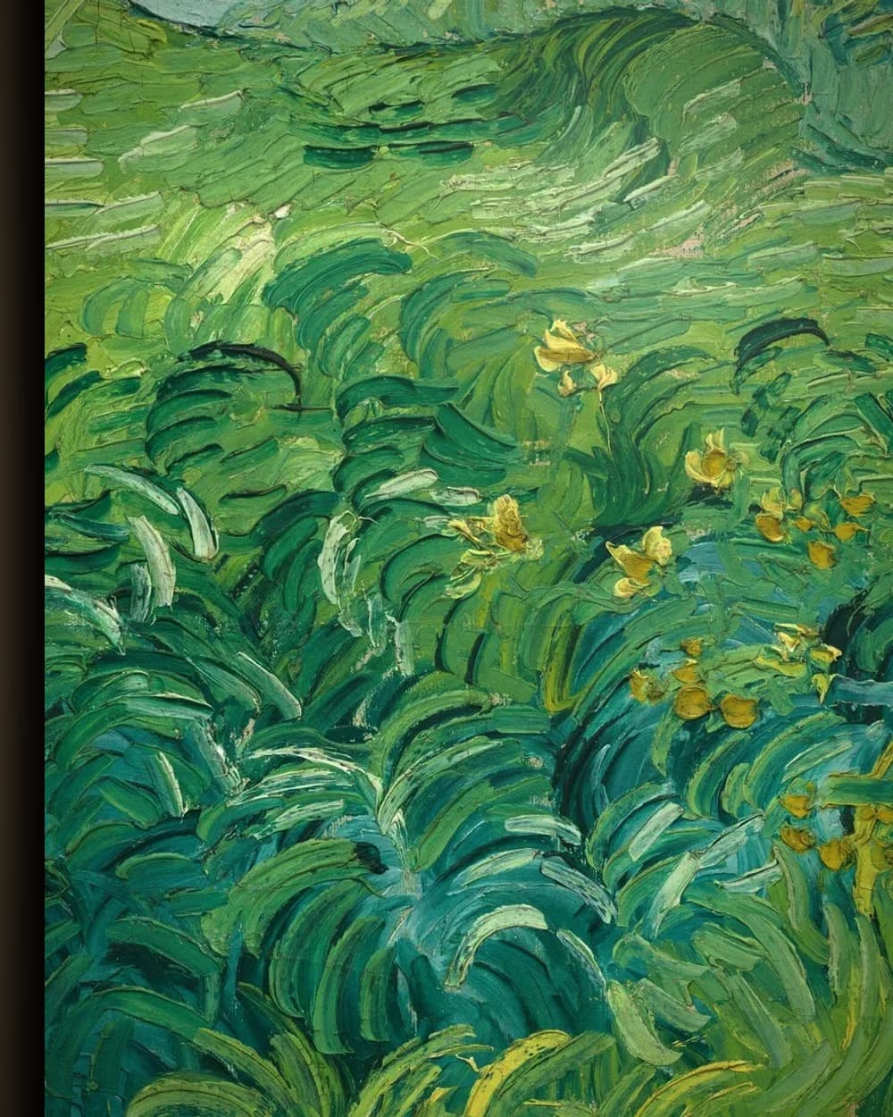 Materiaal en afwerking van Groene korenvelden, Auvers in het wisselframe