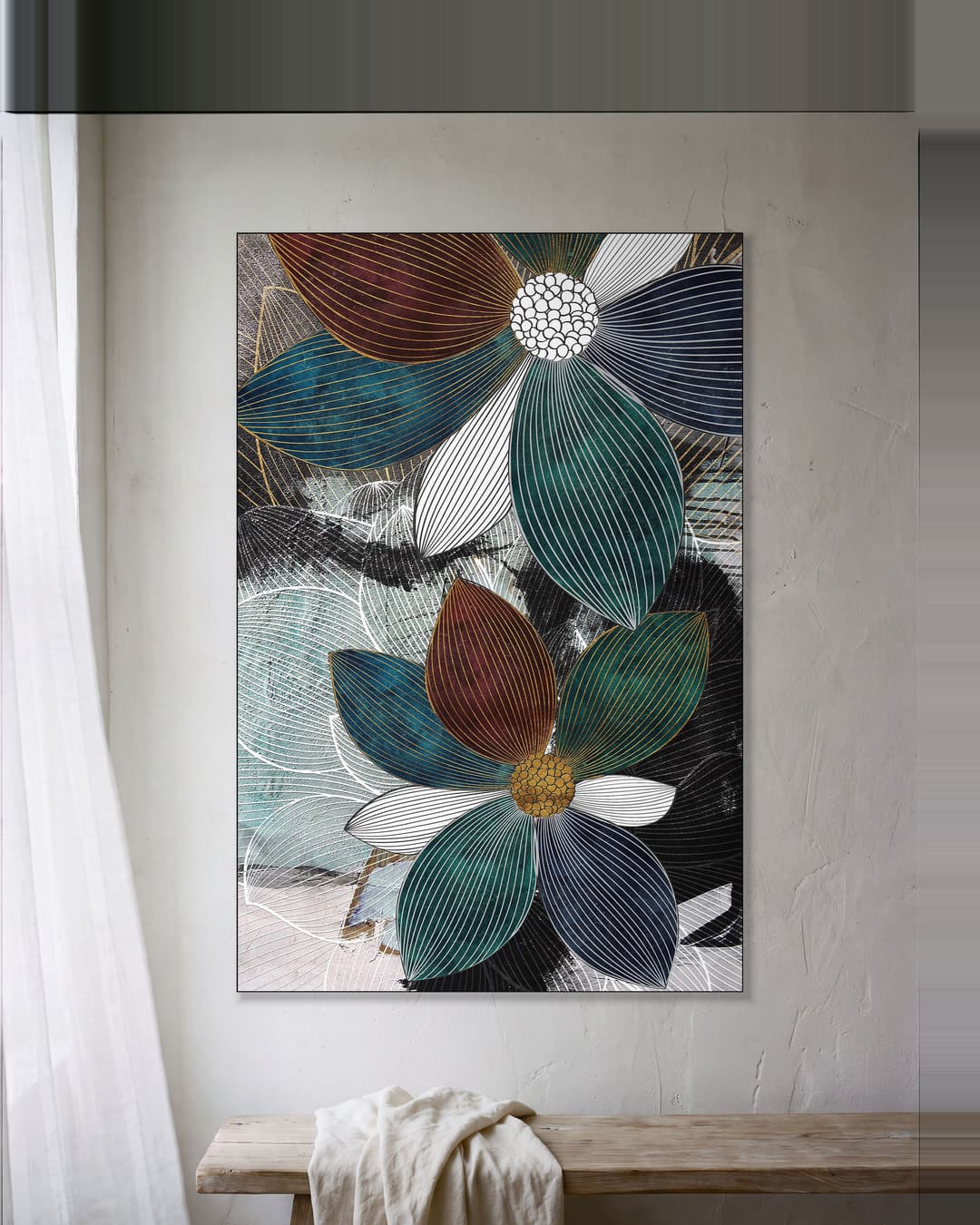 Bloemenpracht in Lijnen aan de muur, kamer