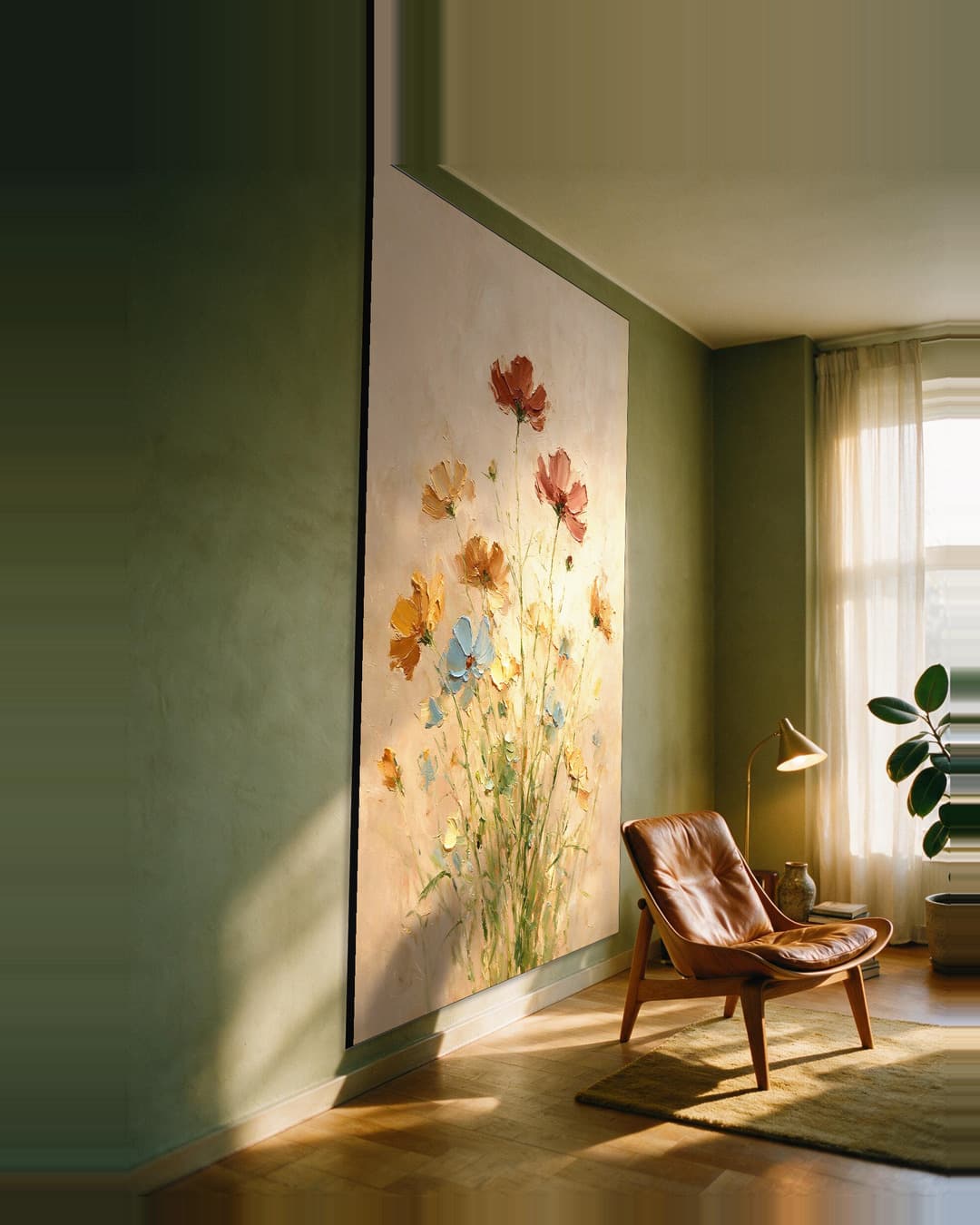 Cosmea aan de muur, kamer