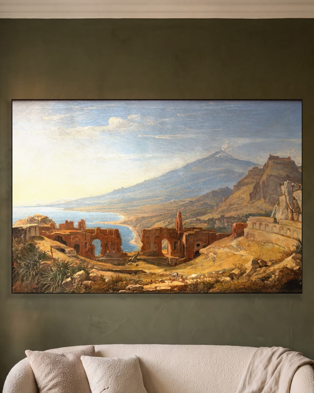 Het antieke theater van Taormina met uitzicht op de Etna aan de muur, kamer