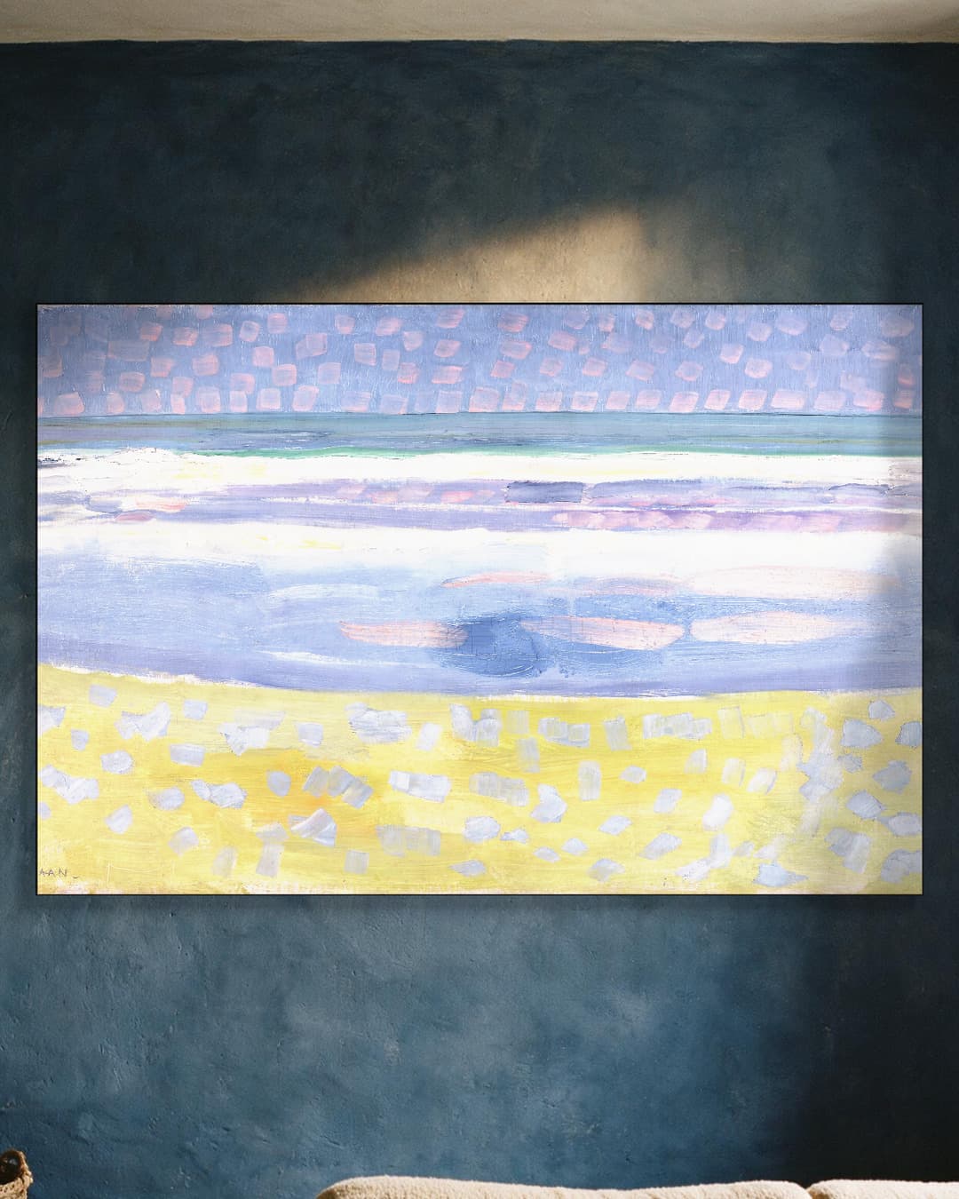 Zee na zonsondergang aan de muur, kamer