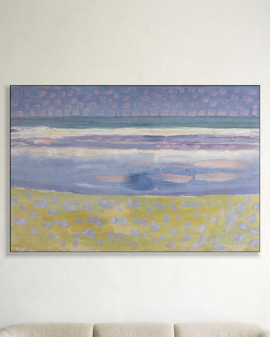 Zee na zonsondergang aan de muur, kamer