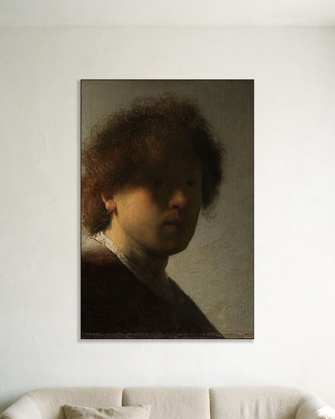 Zelfportret in de schaduw aan de muur, kamer