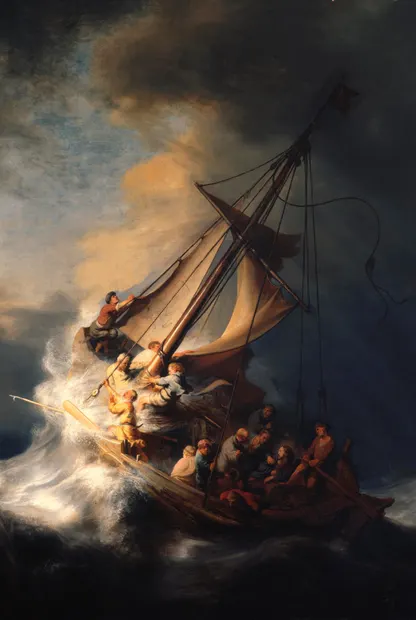 De storm op het meer van Galilea · Rembrandt van Rijn