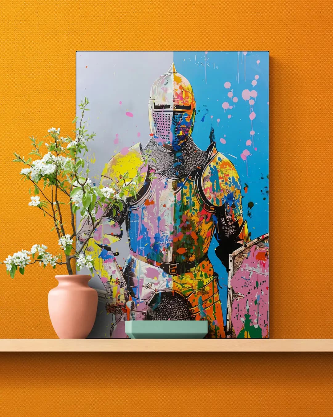 Ridderslag in Kleur aan de muur, kamer