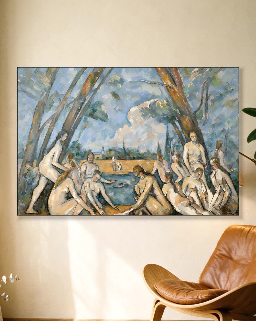 De grote baadsters in een aluminium frame aan dezelfde muur